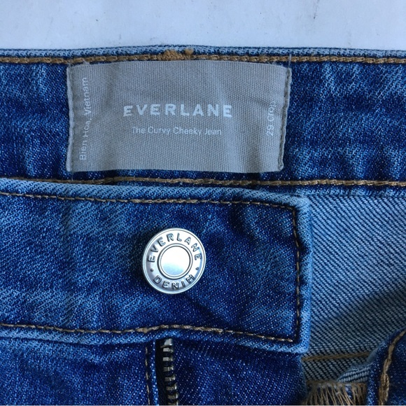 Everlane The Curvy Cheeky Jean Crop High Rise Raw Hem Blue Denim Jeans Size 29 - Picture 10 of 17
